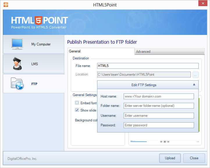 Publish to FTP